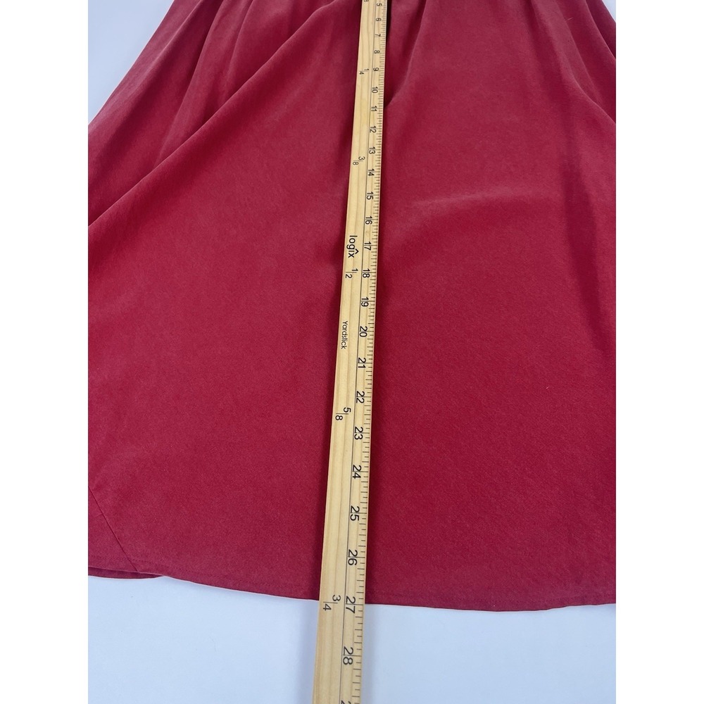 Vintage 90s Coldwater Creek Silk Blouse & Skirt Set Red Roll Tab Sleeve Sz PXL - Picture 6 of 9